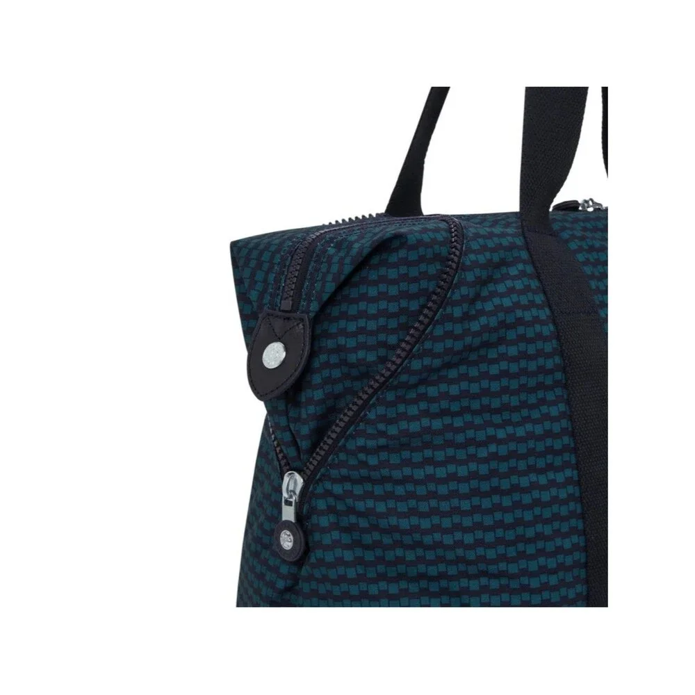 Kipling Art Medium Printed Tote Bag Navy Patterned Travel Tote with Luggage Slee